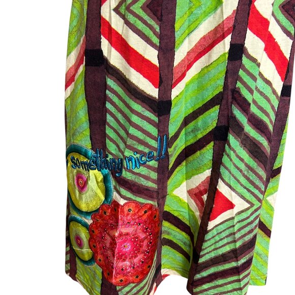 Desigual Multicolor Babydoll Strappy Sundress Dress Size M Artsy Novelty Print - Picture 4 of 7